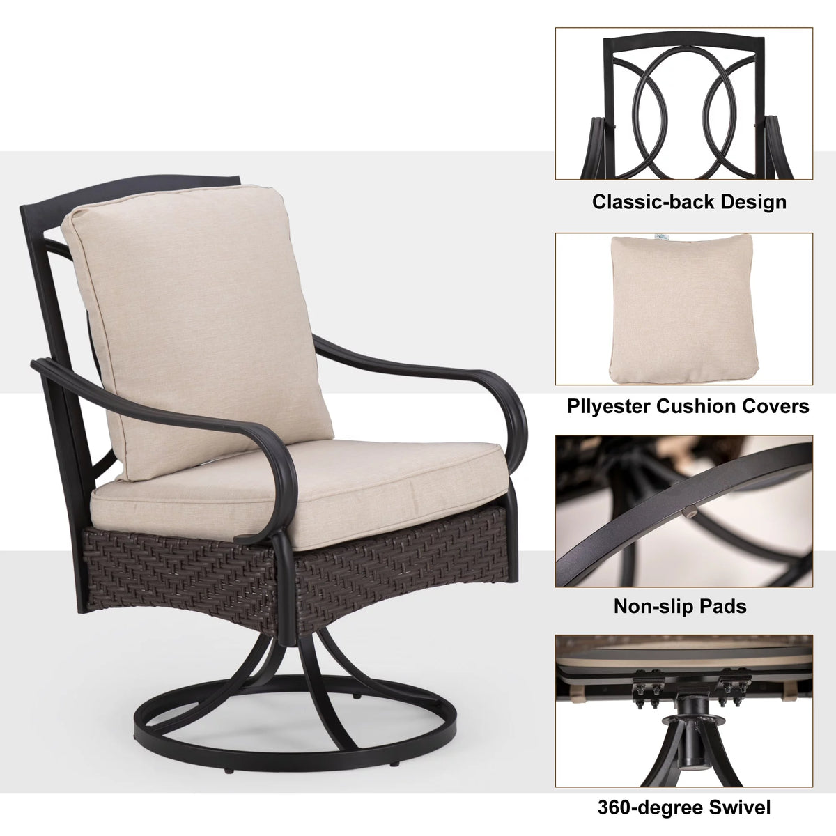 7/8-Piece Patio Dining Set with Swivel Chairs and Umbrella V93024