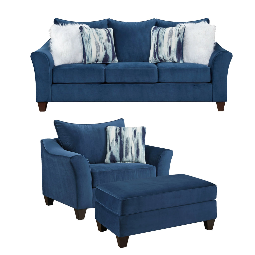 Navy Blue Fabric 3-Piece Sofa Set C297202