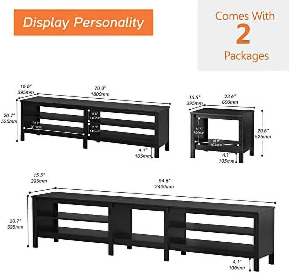 Black TV Stand with 16 Color LED up to 75 Inches T271563