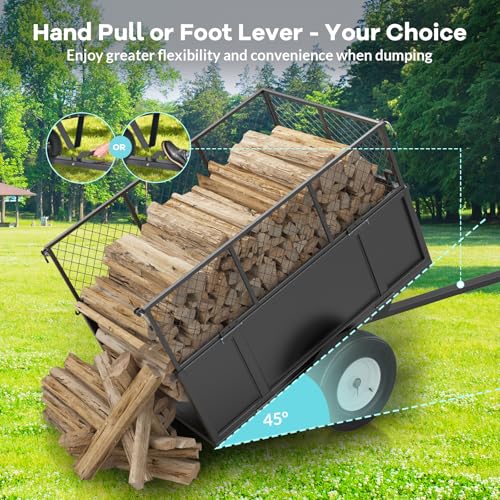 Heavy Duty 750lb ATV Dump Trailer, 17 Cu.Ft Yard Cart with Removable Sides X1547