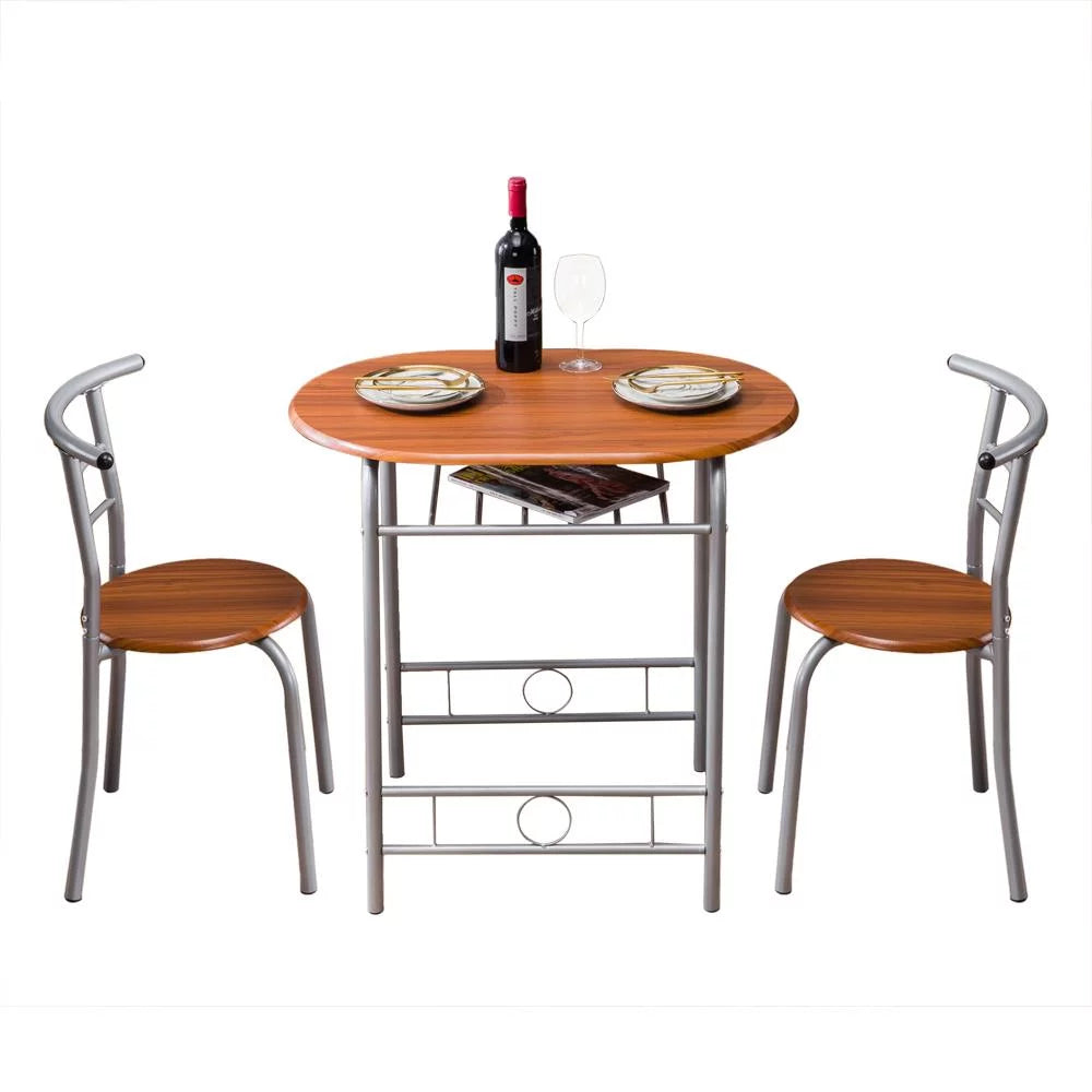 3-Piece Wooden Round Table & Chair Set U921377