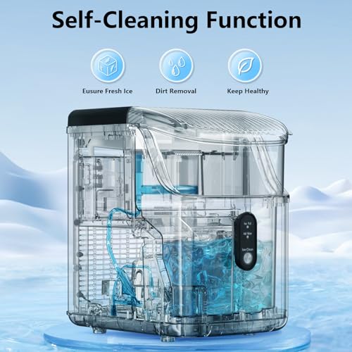 Countertop Ice Maker with Soft Chewable Pellet Ice, 34Lbs/24H, Self-Cleaning, Stainless Steel Silver Q1455