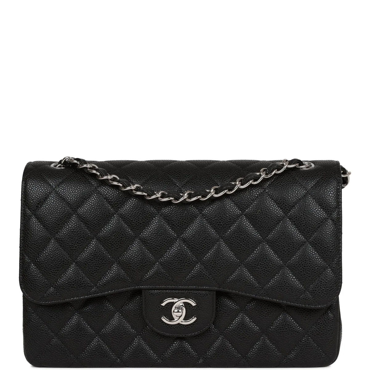 Black Caviar Double Flap Bag B76184