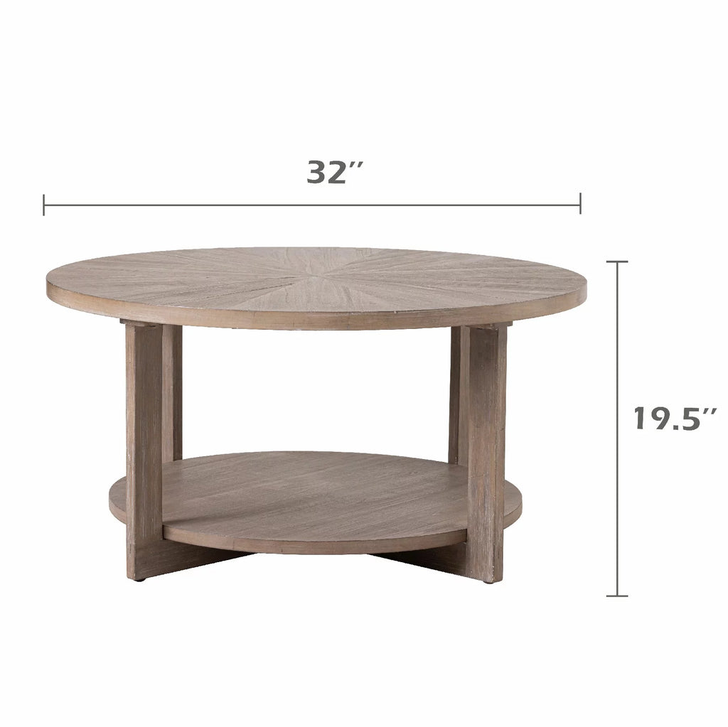 Round Wood Coffee Table with Storage R704