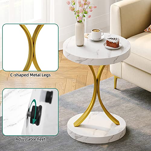 Round Faux Marble Side Table Set of 2 D4838