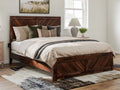 Queen Solid Wood Low Profile Platform Bed with Footboard, Walnut Y61264
