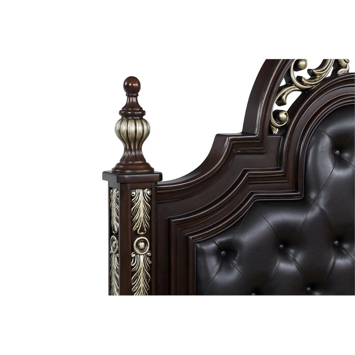 Brown Solid Wood Queen Bed J146064