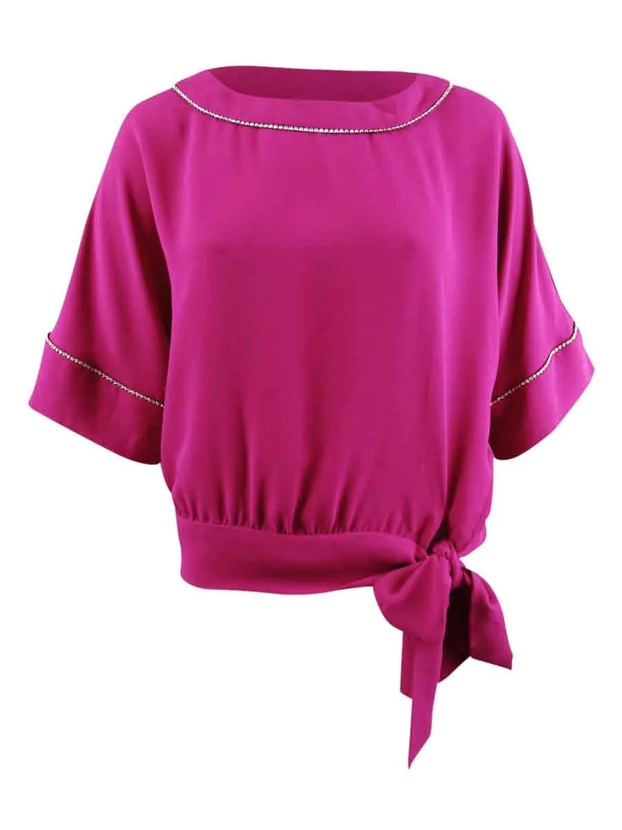 Women's Rhinestone-Trim Tie-Hem Top R439883