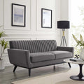 Gray Channel Tufted Performance Velvet Loveseat I829809