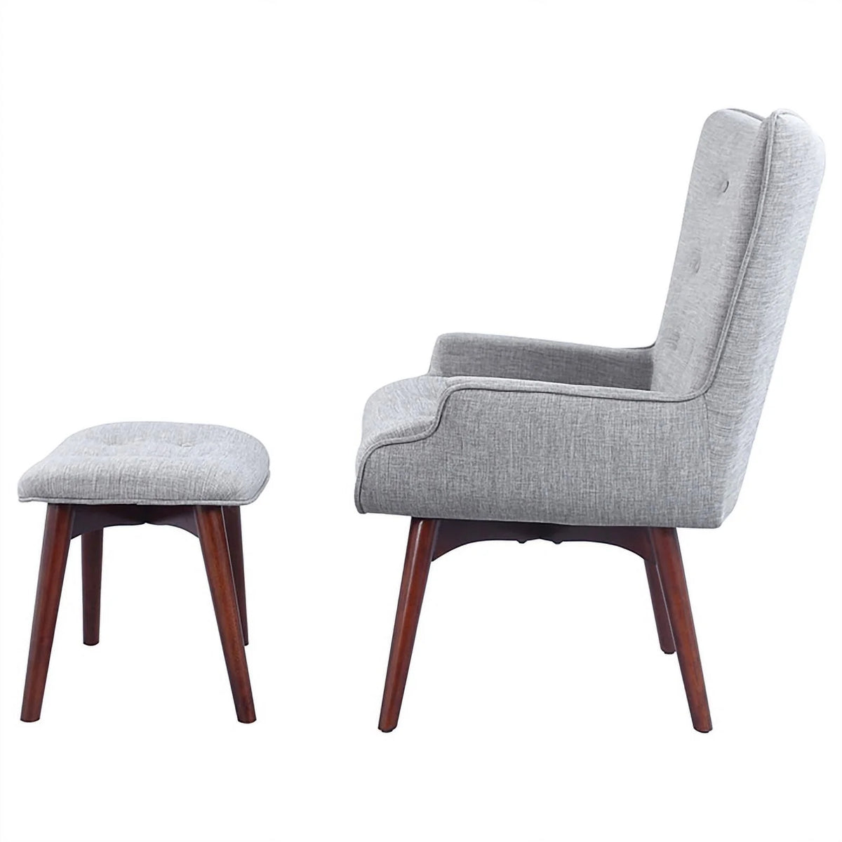 Grey and Brown Upholstered Accent Chair with Ottoman G574924