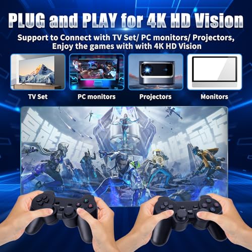 Wireless Retro Game Console with 256GB SD Card and 2.4GHz Controllers D311727