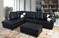 Black Left Facing Faux Leather Sectional Sofa with Ottoman M525