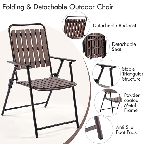 Folding Patio Chair Set of 4 Black E754
