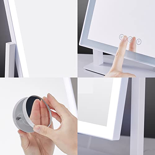 Lighted Makeup Mirror with 5X Magnification, 17.3in White L5433