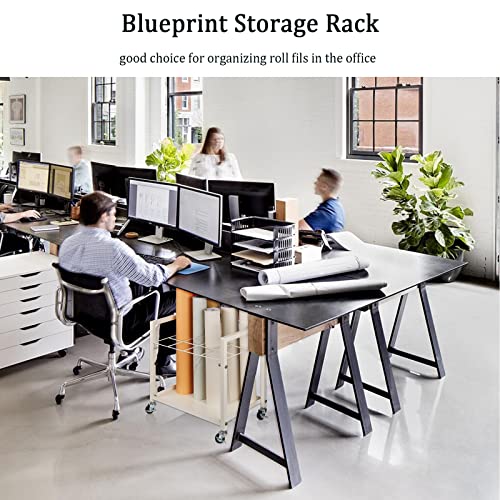 Metal Blueprint Storage Cart with Wheels 20 Slots J528