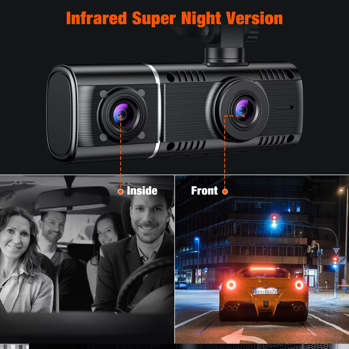 3 Channel 1080P Dash Cam with 64GB SD Card P410595