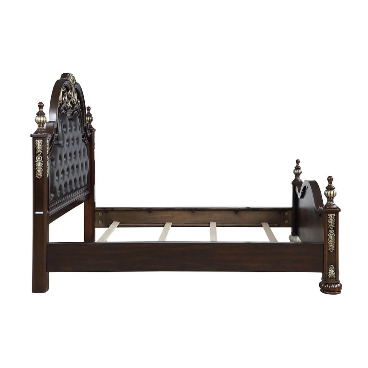 Brown Solid Wood Queen Bed J146064