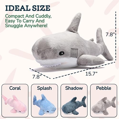 Large Multicolor Shark Stuffed Animal Plushie with 6 Mini Stuffed Toys K4399