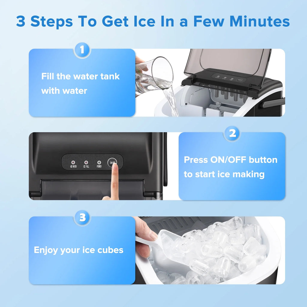 Portable Countertop Ice Maker 26lbs/24H Stainless Steel Black K682448