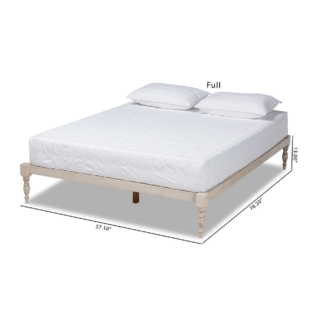 Antique White Wood King Size Platform Bed Frame Z897