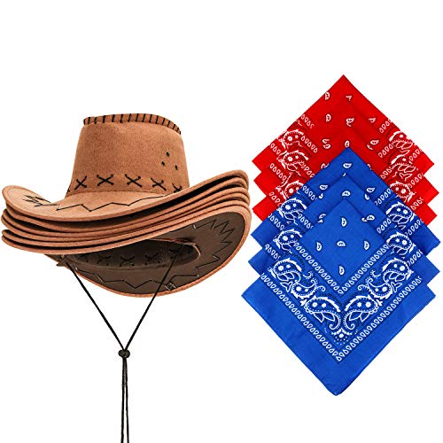 6 Set Western Cowboy Hat with Bandanna X209