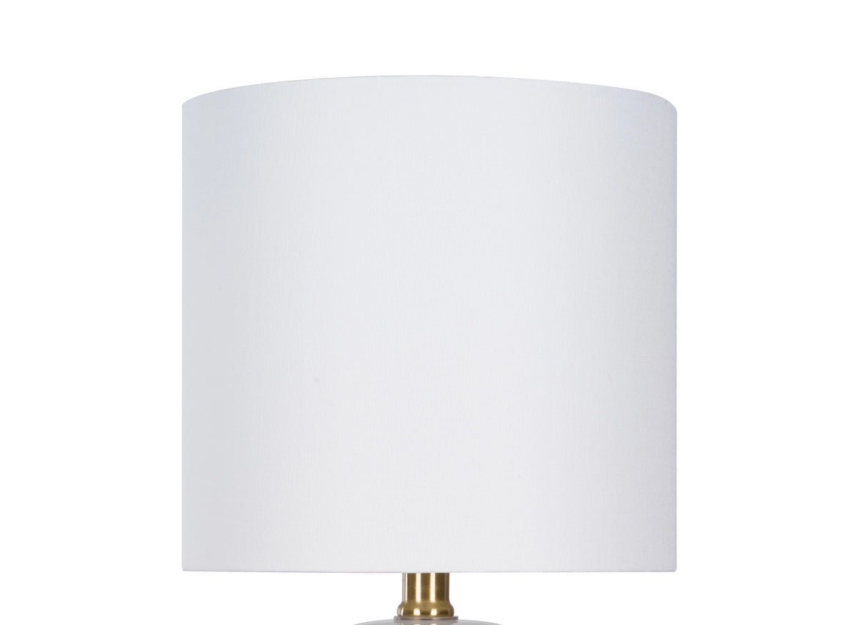 Ceramic Table Lamp, White Finish with Brass Accents, 18" H Q332