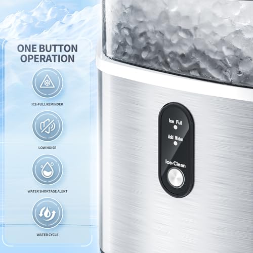 Countertop Ice Maker with Soft Chewable Pellet Ice, 34Lbs/24H, Self-Cleaning, Stainless Steel Silver Q1455
