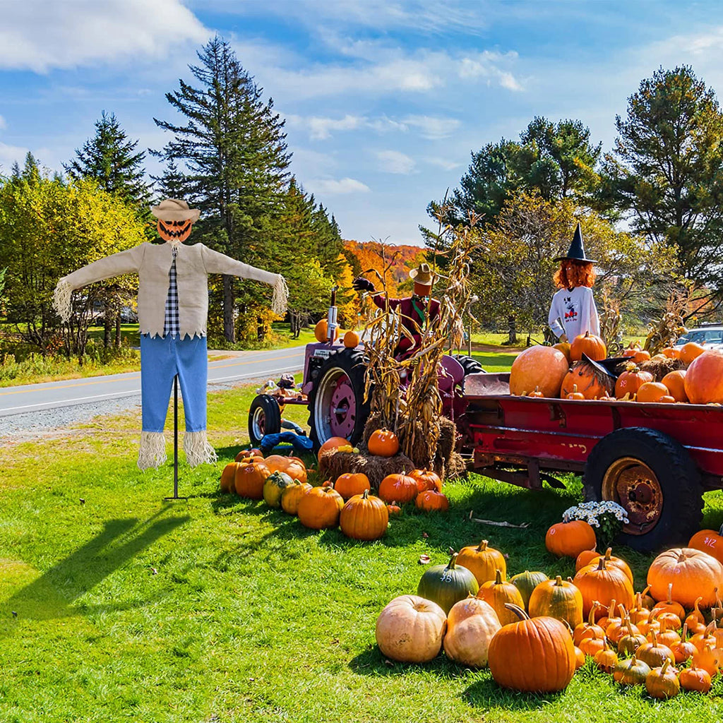 7.5 Feet Halloween Scarecrow Ghost Decorations with Metal Stand W90209