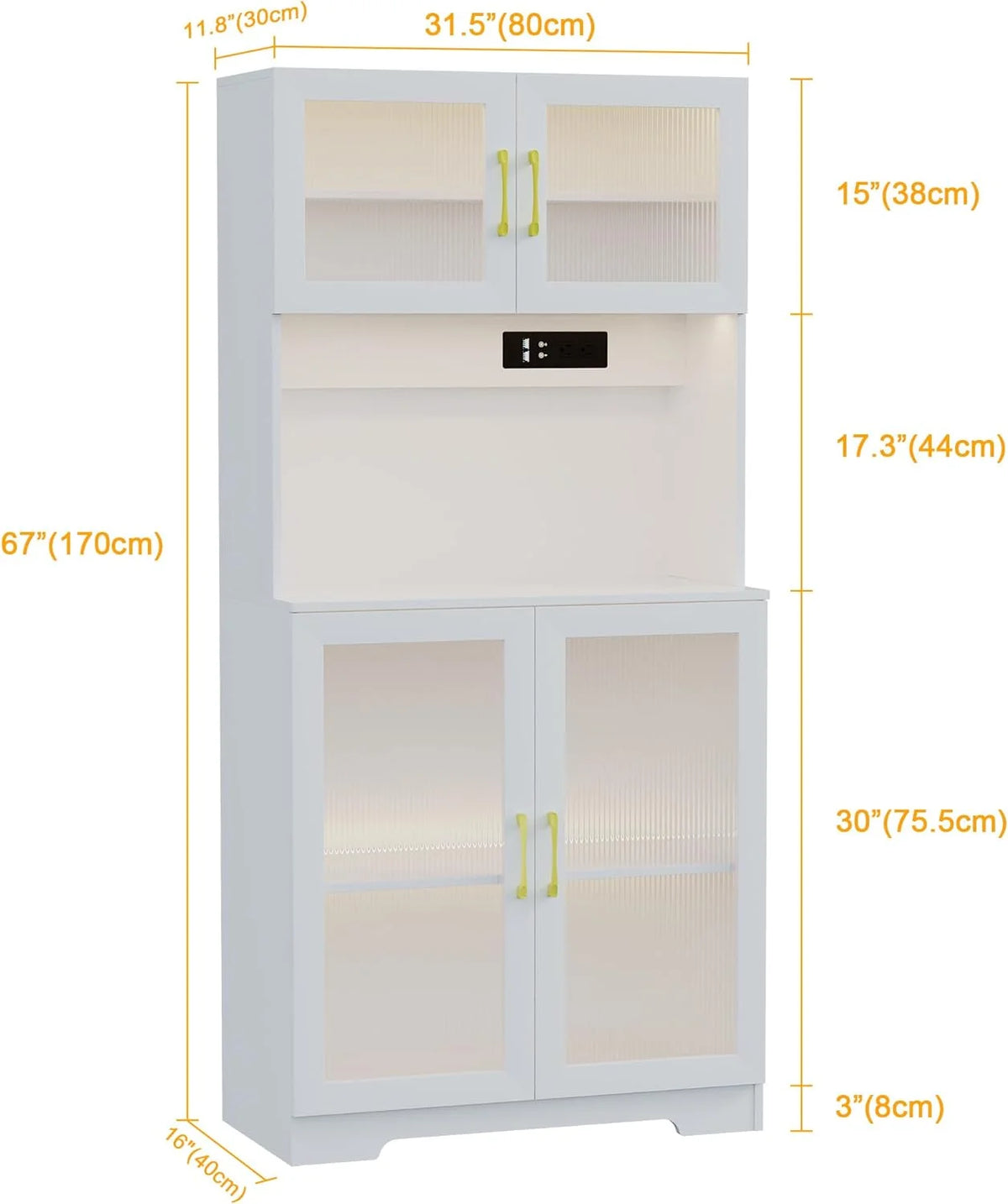 67" White LED Storage Cabinet with Charging Station G689596