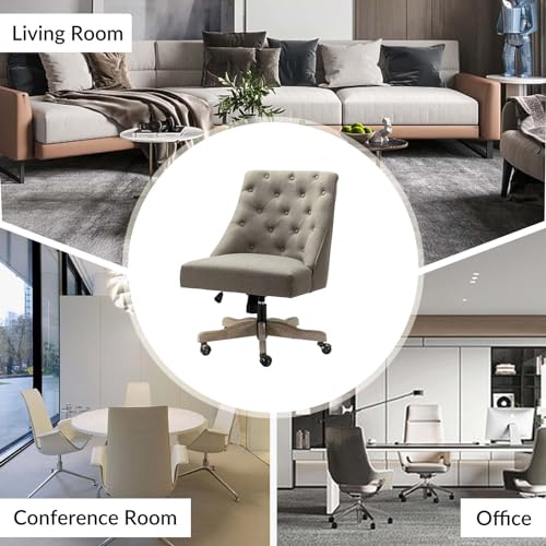 Beige Tufted Upholstered Home Office Chair S339588
