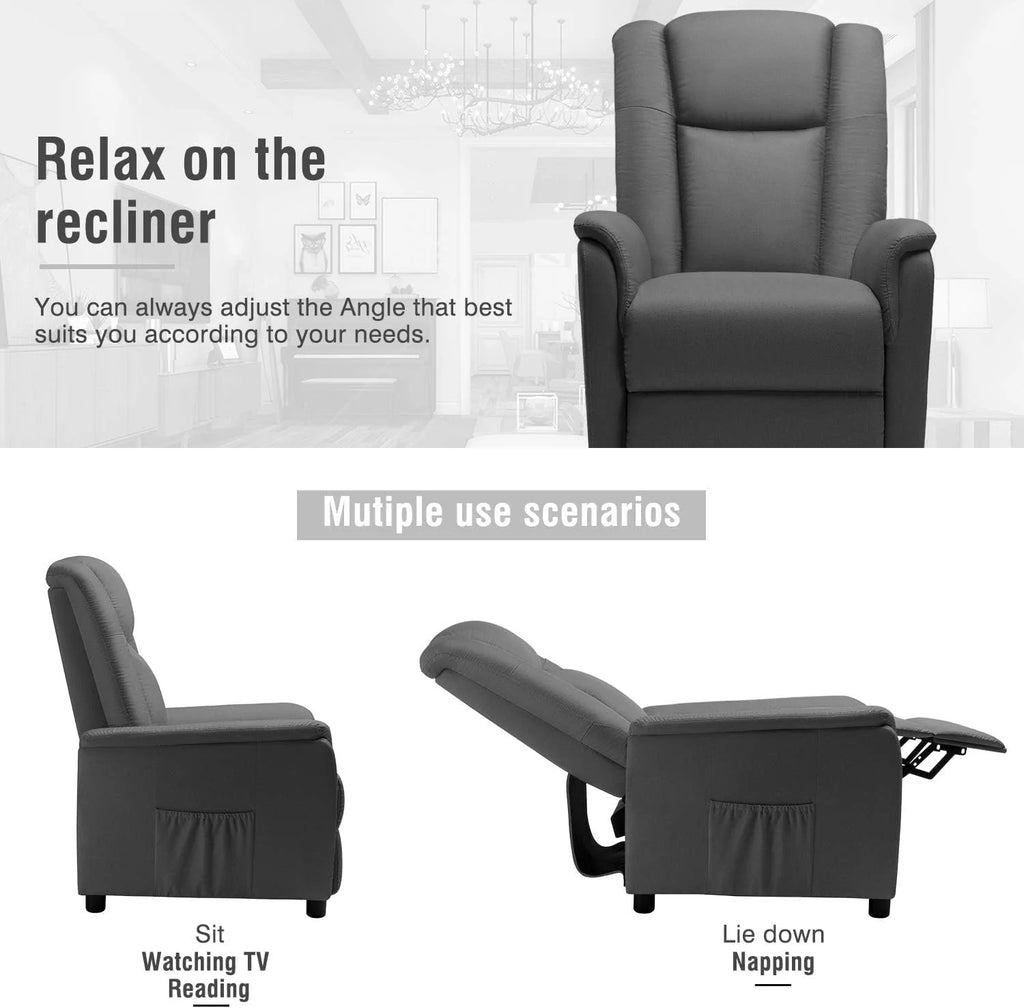 Fabric Recliner Chair with Footrest and Backrest J116