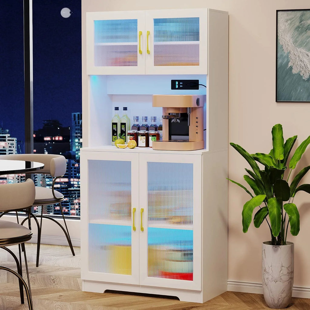 67" White LED Storage Cabinet with Charging Station G689596