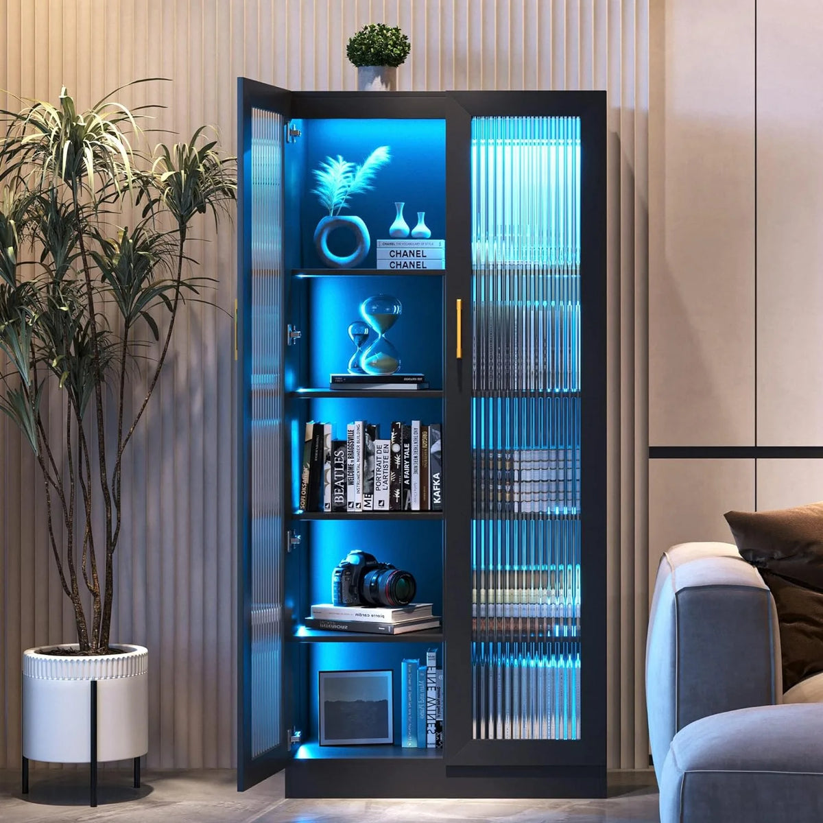 67" White LED Storage Cabinet with Charging Station G689596