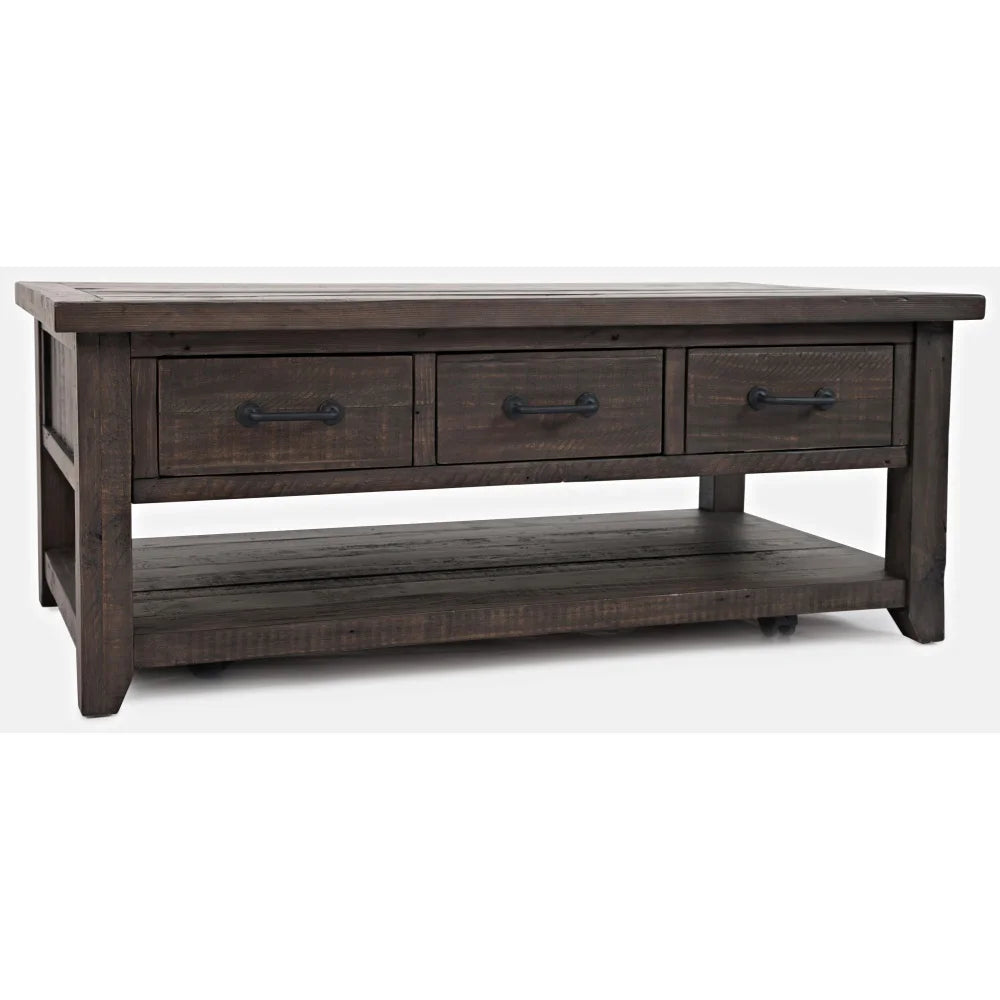 48" Rustic Reclaimed Pine 3 Drawer Coffee Table W3431
