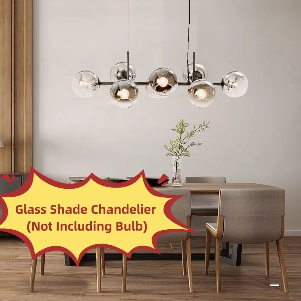8-Head Black Glass Shade Chandelier H28625