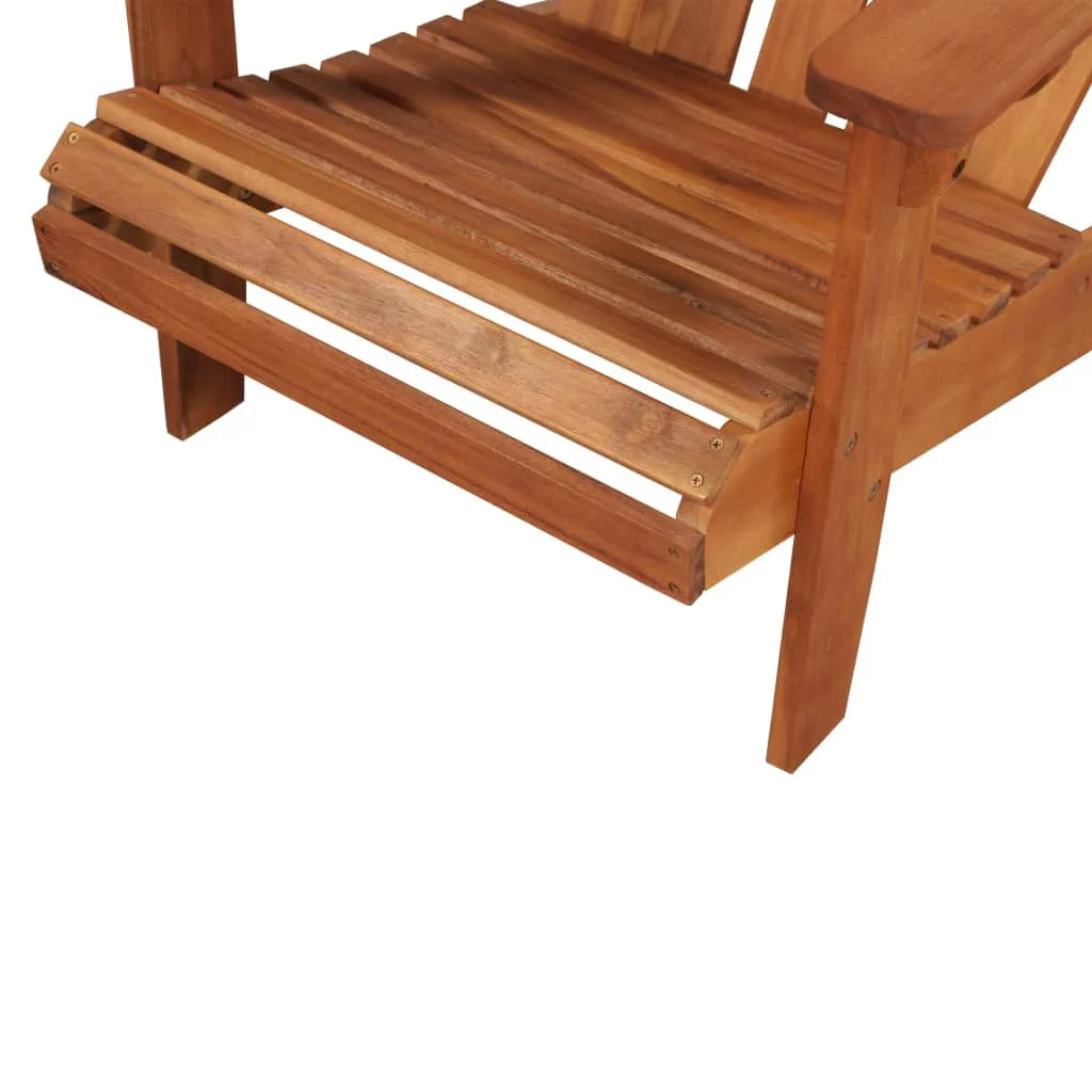 Brown Acacia Wood Adirondack Chair with Footrest J17376