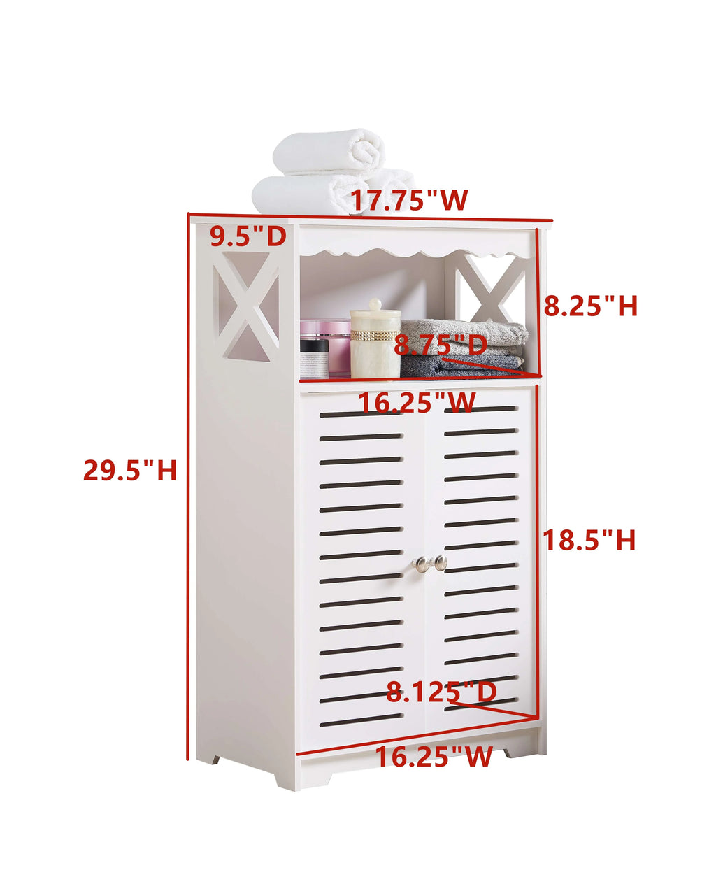 White Plastic Wood Storage Cabinet with 2 Shelves E3039