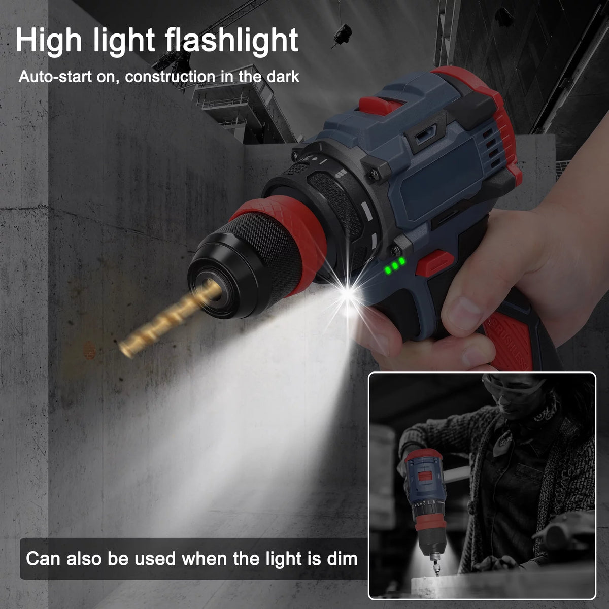 Electric Drill 2in1 Lithium Screwdriver 55Nm Torque T297