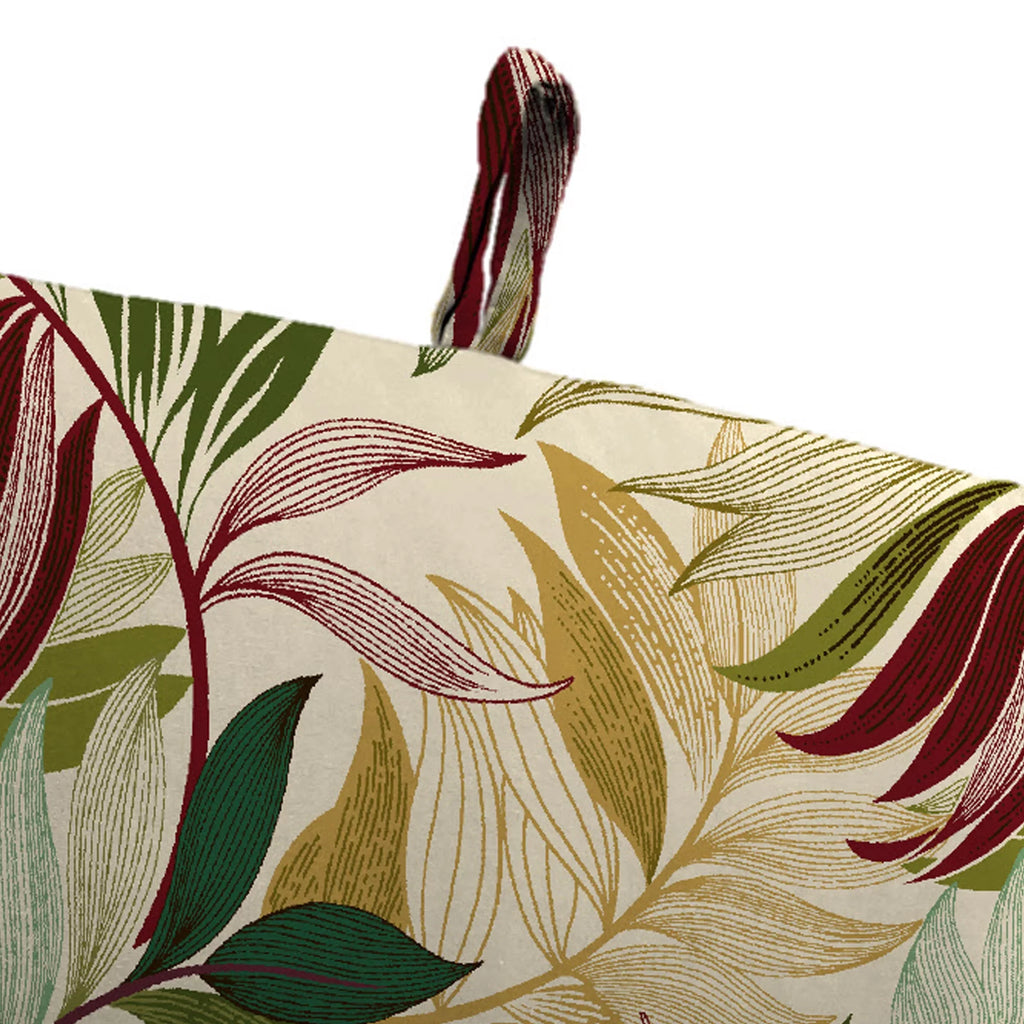 Beige Leaves Rectangular Outdoor Chair Cushion with Ties D1416