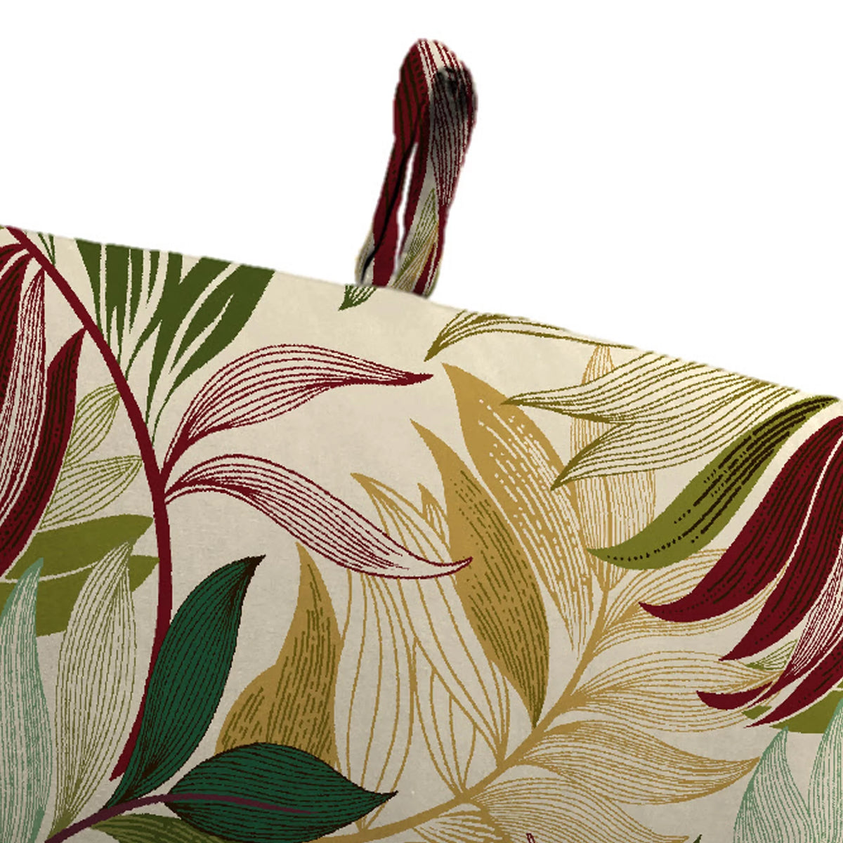 Beige Leaves Rectangular Outdoor Chair Cushion with Ties D1416