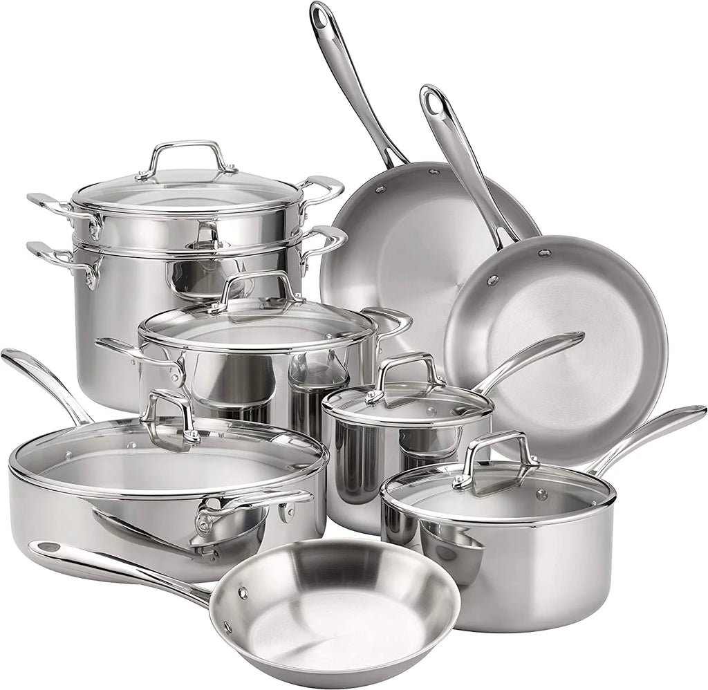 Stainless Steel Tri-Ply Clad 12-Piece Cookware Set I96558
