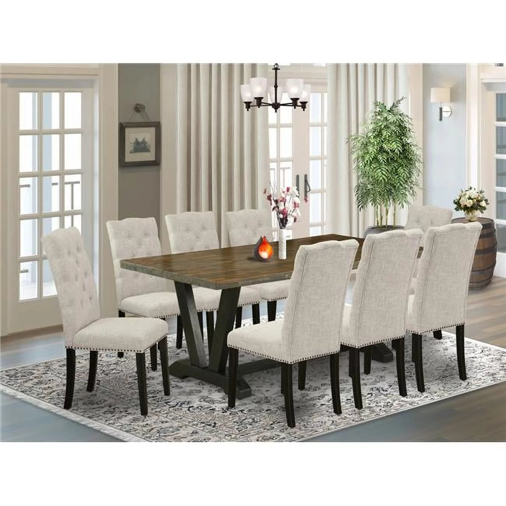 9 Piece Solid Wood Dining Room Table Set U163857