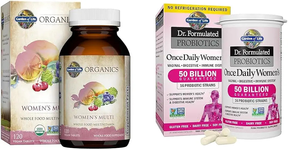 Organic Multivitamin and Probiotics 50 Billion CFU 16 Strains 120 Tablets 30 Capsules H6782