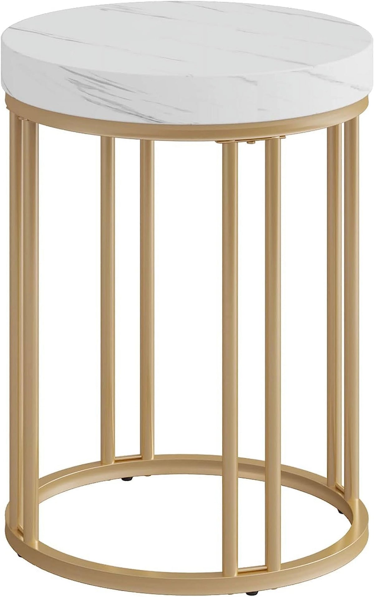 White Gold Round Wooden Nightstand H71308