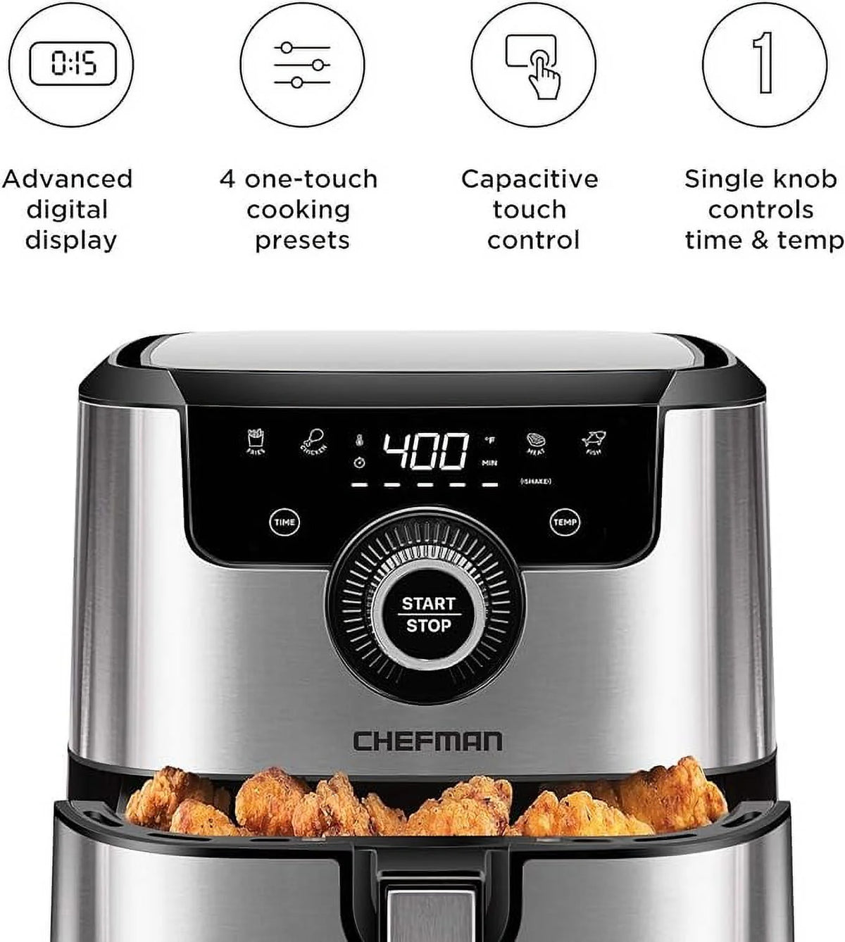 Air Fryer 4.5 Qt Dual Control Temperature Silver N787257