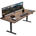 Electric 71”x36” Stand Up Desk, Rustic Vintage Brown Table Top, Black Frame E4320