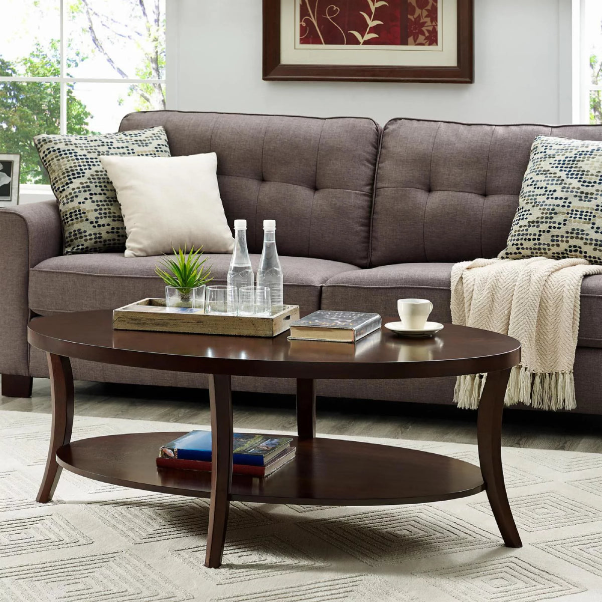 Espresso 3Pc Oval Coffee Table and End Table Set H799