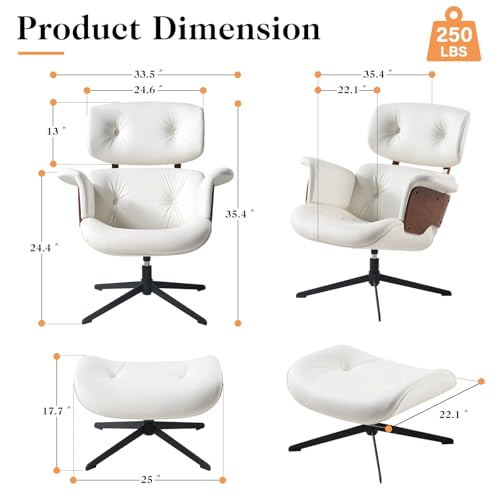 Black PU Leather Recliner Swivel Chair with Ottoman D496854