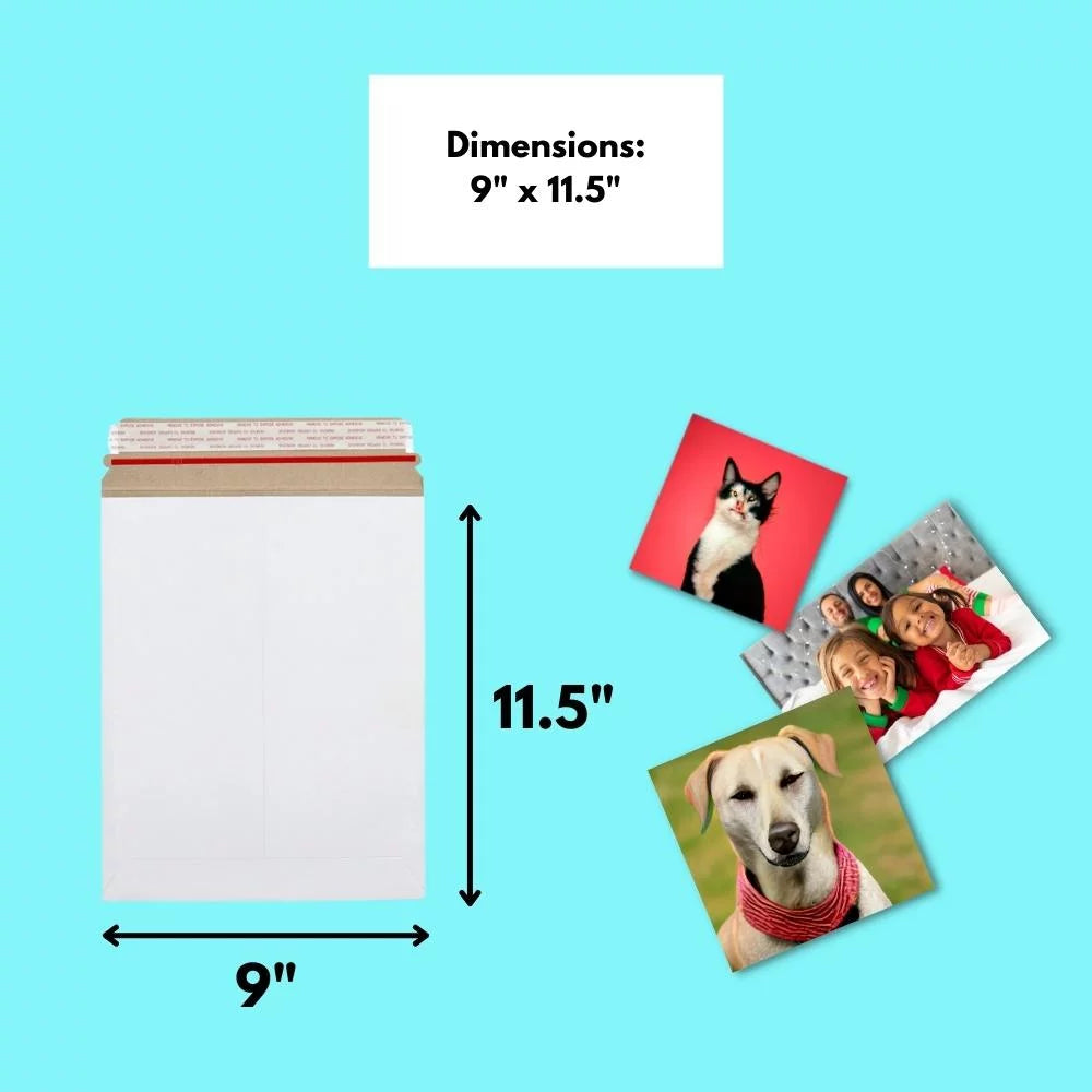 100 Pack White Cardboard Rigid Mailers 9" x 11.5" I43757