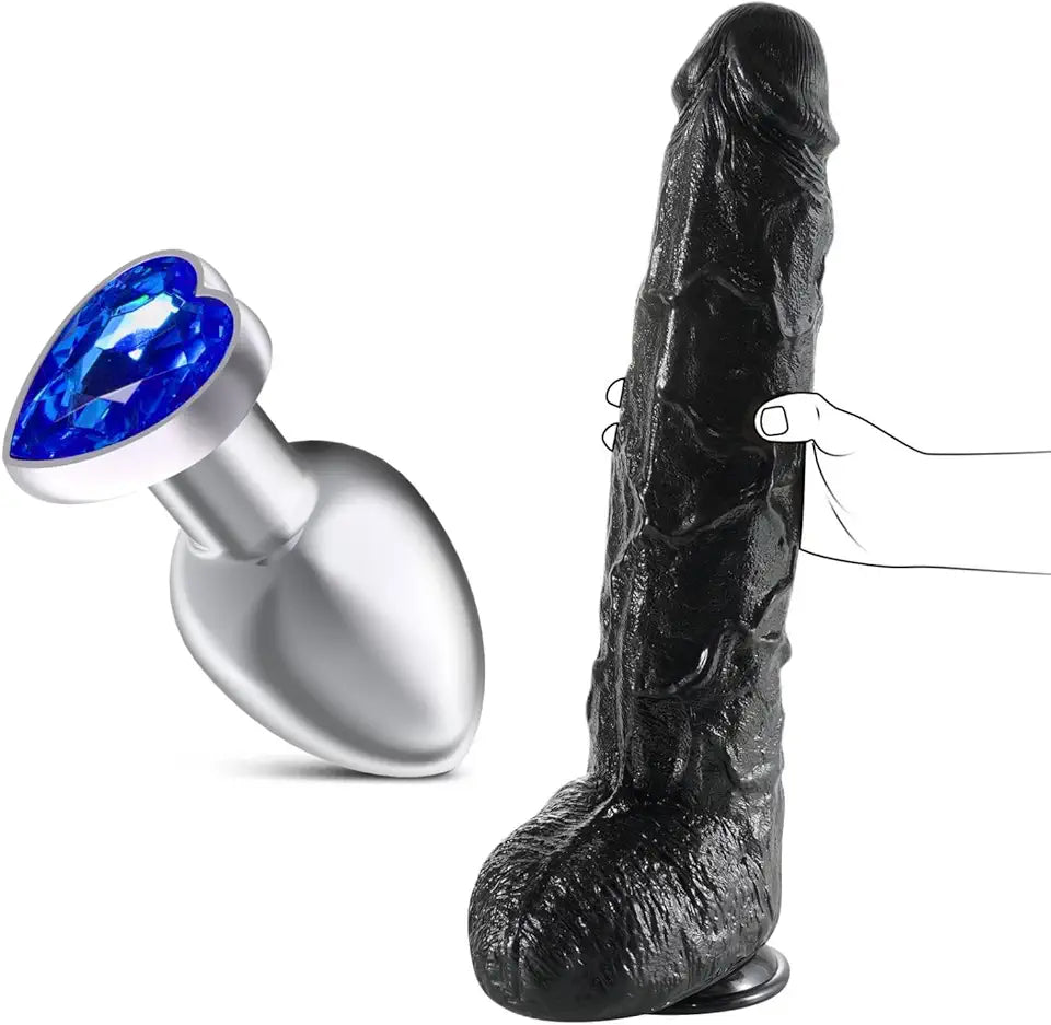 Jeweled Anal Plug + 17.3 inch Long Realistic Dildo X567